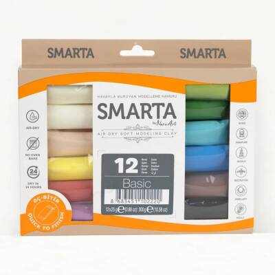 Smarta Hava İle Kuruyan Modelleme Hamuru Seti 12 Renk x 25 gr - 1