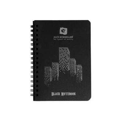 Alex Schoeller Black Notebook A6 Siyah Defter 120 gr. 60 yp. Spiralli - 1