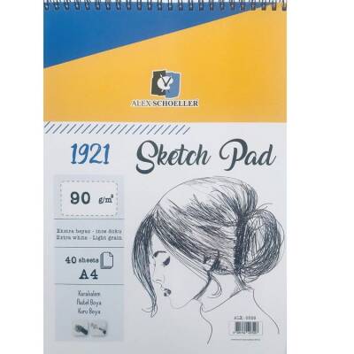 Alex Schoeller Sketch Pad Spiralli Eskiz Defteri A4 90 gr 40 yp - 1