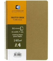 Alex Schoeller Sketchbook Kraft Sert Kapak Spiralli Eskiz Defteri A4 140 gr 50 yp - 1