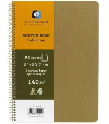 Alex Schoeller Sketchbook Kraft Sert Kapak Spiralli Eskiz Defteri A4 140 gr 50 yp - 1