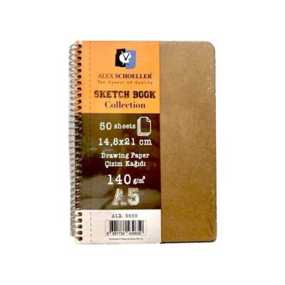 Alex Schoeller Sketchbook Kraft Sert Kapak Spiralli Eskiz Defteri A5 140 gr 50 yp - 1