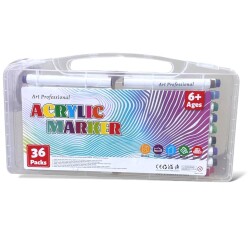 Art Professional Fırça Uçlu Akrilik Marker 36 Renk Plastik Çantalı - 1