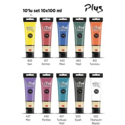 Artdeco Plus Akrilik Boya 100ml Tüp 10 Renk Set - 1