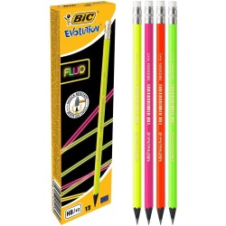 Bic Evolution Fluo Silgili Kurşun Kalem 12'li Kutu - 1