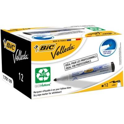 Bic Velleda 1701 Beyaz Tahta Kalemi Siyah 12'li Kutu - 1