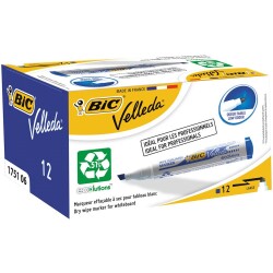 Bic Velleda 1751 Kesik Uç Beyaz Tahta Kalemi Mavi 12'li Kutu - 1