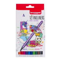 Bruynzeel Fineliner 0.4 mm 12 Renk Basic - 1