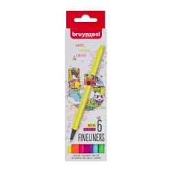 Bruynzeel Fineliner 0.4 mm 6 Renk Neon - 1