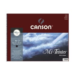 Canson Mi-Teintes Spiralli Pastel Blok 160 gr. 32x41 cm. 16 yp. BLACK - 1