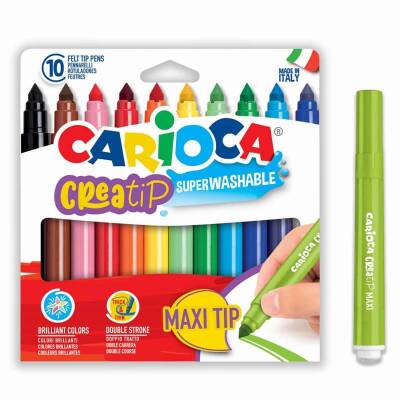 Carioca Creatip Maxi Süper Yıkanabilir Keçeli Boya Kalemi 10 Renk - 1