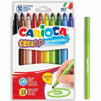 Carioca Creatip Süper Yıkanabilir Keçeli Boya Kalemi 10 Renk - 1