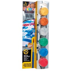 Carioca Tempera Yıkanabilir Poster Boya 25 ml x 6 Metalik Renk Fırçalı Set - 1