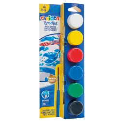 Carioca Tempera Yıkanabilir Poster Boya 25 ml x 6 Renk Fırçalı Set - 1