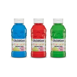 ChildGen Süper Yıkanabilir Parmak Boya 350 ml x 3 Renk (Mavi, Kırmızı, Yeşil) - 1