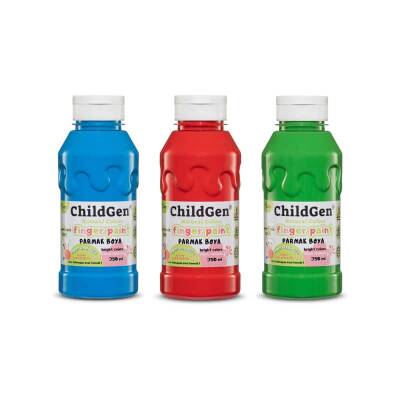 ChildGen Süper Yıkanabilir Parmak Boya 350 ml x 3 Renk (Mavi, Kırmızı, Yeşil) - 1