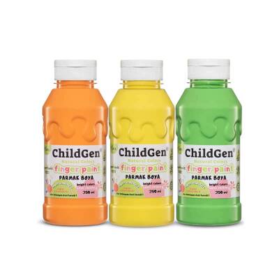 ChildGen Süper Yıkanabilir Parmak Boya 350 ml x 3 Renk Pastel (Turuncu, Sarı, Yeşil) - 1