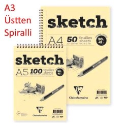 Clairefontaine Ivory Sketch Eskiz Defteri A3 Üstten Spiralli 90 gr. 50 Yaprak - 1