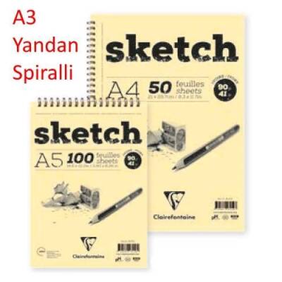 Clairefontaine Ivory Sketch Eskiz Defteri A3 Yandan Spiralli 90 gr. 50 Yaprak - 1