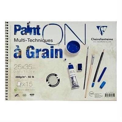 Clairefontaine Paint'On Çok Amaçlı Çizim Blok 25x35 cm Resim Defteri 200 gr. 15 Yaprak - 1