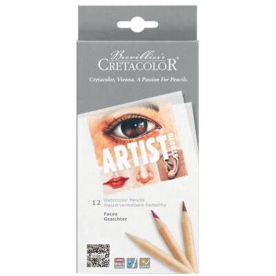 Cretacolor Artist Studio Watercolor Pencils FACES Set 12 Renk Sulandırılabilir Portre Çizim Seti (283 10) - 1