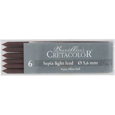 Cretacolor Sepia Light Lead, Dry 5,6 mm Portmin Kalem Ucu 6'lı Kutu (263 22) - 1