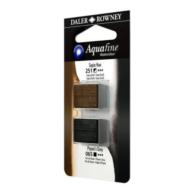 Daler Rowney Aquafine 1/2 Tablet Suluboya 2'li Set SEPIA HUE/PAYNES GREY - 1