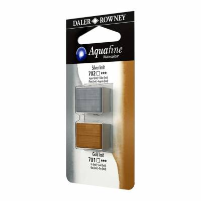 Daler Rowney Aquafine 1/2 Tablet Suluboya 2'li Set SILVER IMIT/GOLD IMIT - 1