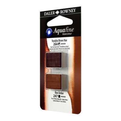 Daler Rowney Aquafine 1/2 Tablet Suluboya 2'li Set VANDYKE BROWN HUE/RAW UMBER - 1