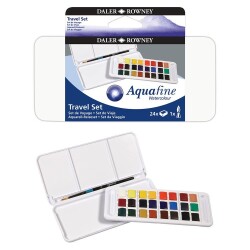 Daler Rowney Aquafine Travel Set Suluboya 24 Renk Plastik Kutu - 1