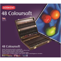 Derwent Coloursoft Pencils Yumuşak Kuruboya Kalemi 48'li Ahşap Kutu - 1