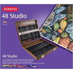 Derwent Studio Pencils Kuruboya Kalemi 48'li Ahşap Kutu - 1