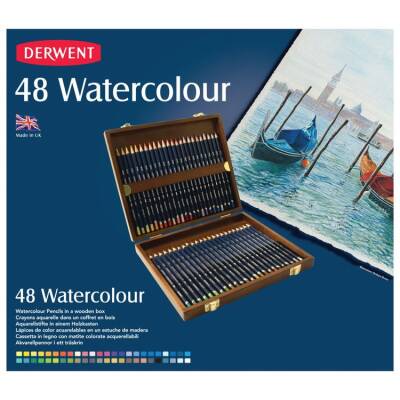 Derwent Watercolour Pencil Suluboya Kalem Seti 48'li Ahşap Kutu - 1