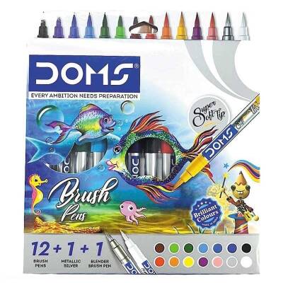 Doms Brush Pen Fırça Uçlu Keçeli Kalem 14'lü Super Soft Tip 8137 - 1