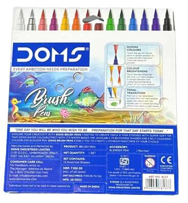 Doms Brush Pen Fırça Uçlu Keçeli Kalem 14'lü Super Soft Tip 8137 - 3