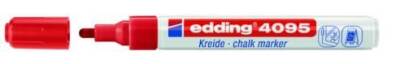 Edding 4095 Kara Tahta ve Cam için Likit Tebeşir Kalemi 3 mm Yuvarlak Uç KIRMIZI - 1