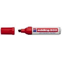 Edding 500 Kesik Uçlu Permanent Markör 7 mm. Kırmızı - 1