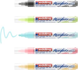 Edding 5100 Akrilik Boyama Markörü 2-3 mm 5 RENK SET PASTEL - 1