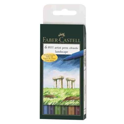 Faber Castell 6 Pitt Artist Pen Fırça Uçlu Çizim Kalemi Landscape Manzara Tonları 167105 - 1