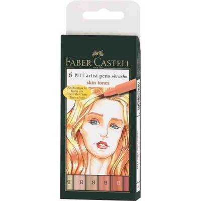 Faber Castell 6 Pitt Artist Pen Fırça Uçlu Çizim Kalemi Skin Tones Ten Renkleri 167162 - 1