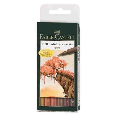 Faber Castell 6 Pitt Artist Pen Fırça Uçlu Çizim Kalemi Terra Toprak Tonları 167106 - 1