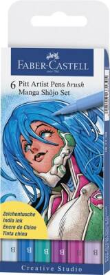 Faber Castell 6 Pitt Artist Pen Fırça Uçlu Manga Çizim Seti SHOJO 167130 - 1