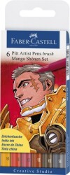 Faber Castell 6 Pitt Artist Pen Fırça Uçlu Manga Çizim Seti SHONEN 167131 - 1