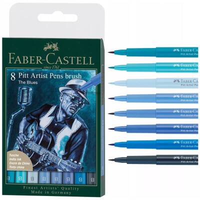 Faber Castell 8 Pitt Artist Pen The Blues 167173 - 1