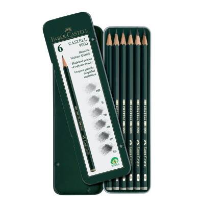 Faber Castell 9000 Dereceli Kalem 6'lı Set (HB,B,2B,4B,6B,8B) - 1