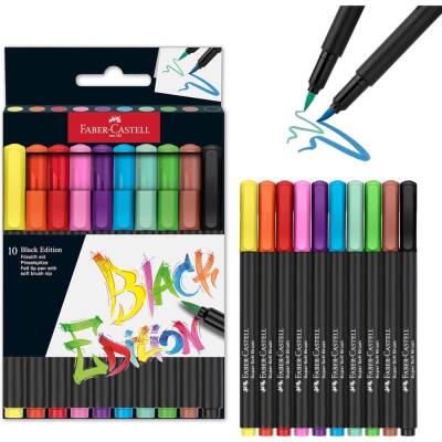 Faber Castell Black Edition Brushpen Fırça Uçlu Keçeli Kalem 10 Renk - 1