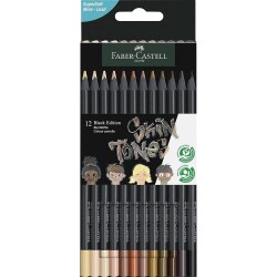 Faber Castell Black Edition Kuru Boya Kalemi 12 Renk Ten Tonları - 1