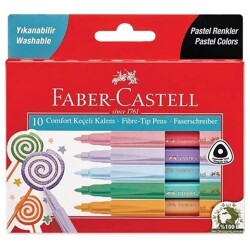 Faber Castell Comfort Keçeli Kalem 10'lu Pastel Renkler Yıkanabilir - 1