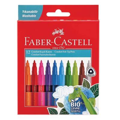 Faber Castell Comfort Keçeli Kalem 12 Renk Bio Plastik Gövde Yıkanabilir - 1