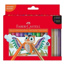 Faber Castell Comfort Keçeli Kalem 15+3 Metalik Yıkanabilir - 1